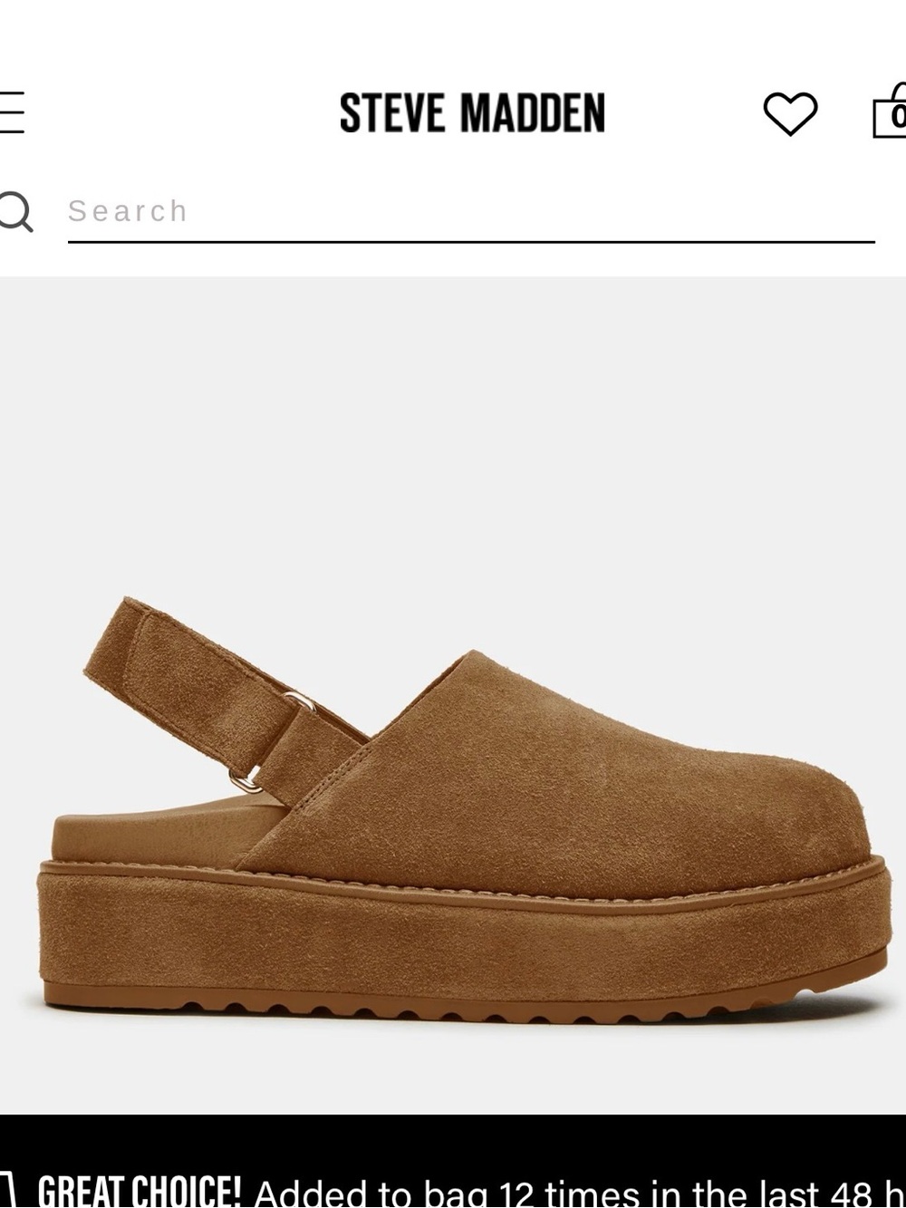 Steve Madden Tan Suede Platform Slingback Clog — Chestnut